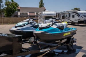 Two Sea-Doo Jet Skis on Trailer